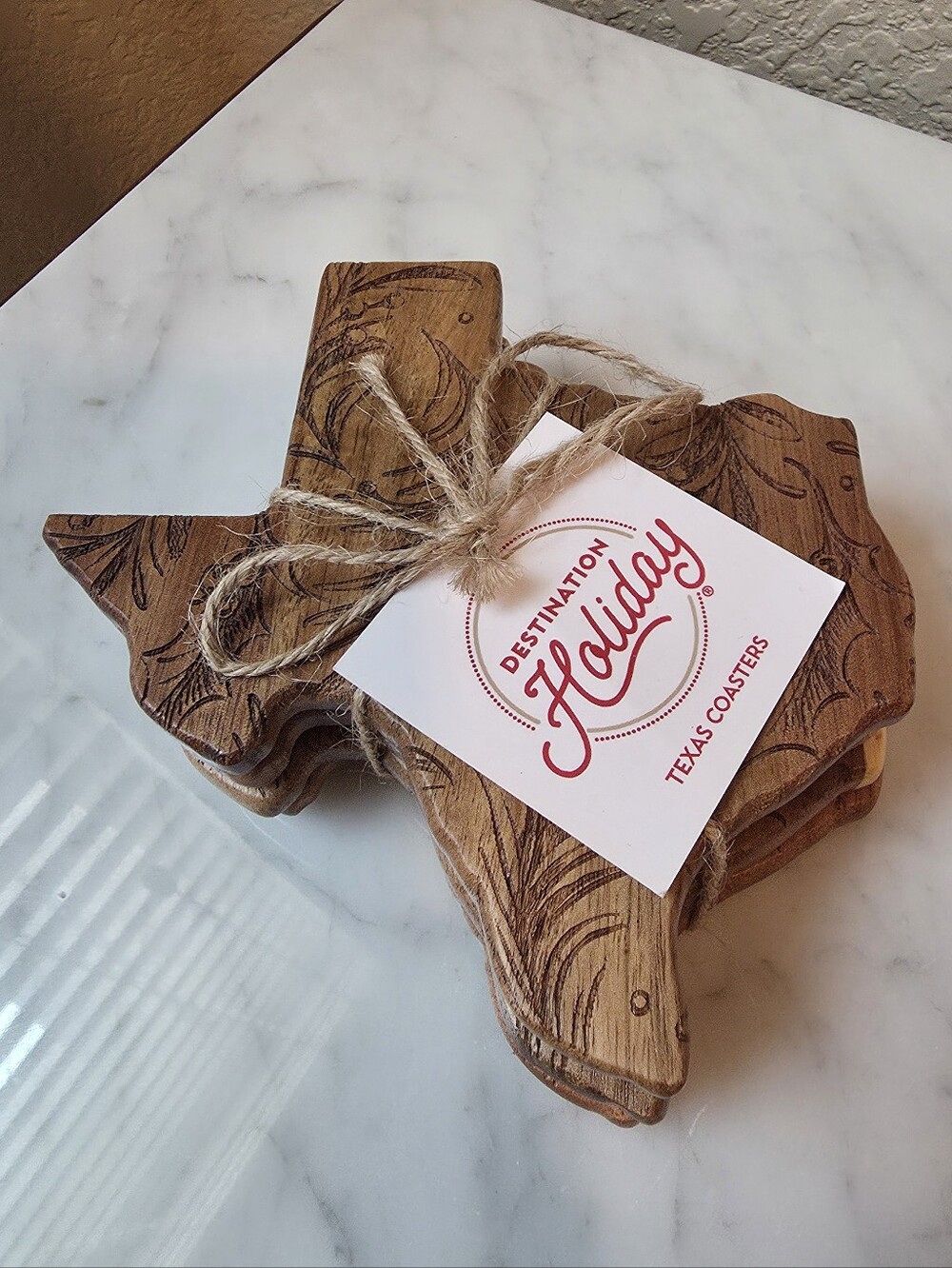 NWT Set Of 4 Texas Wooden Holiday Coasters
